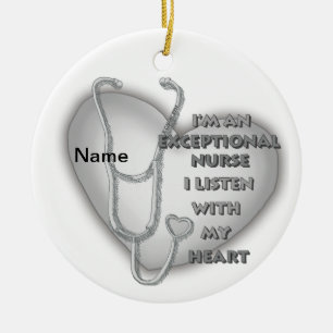 Gray heart exceptional nurse  ceramic ornament