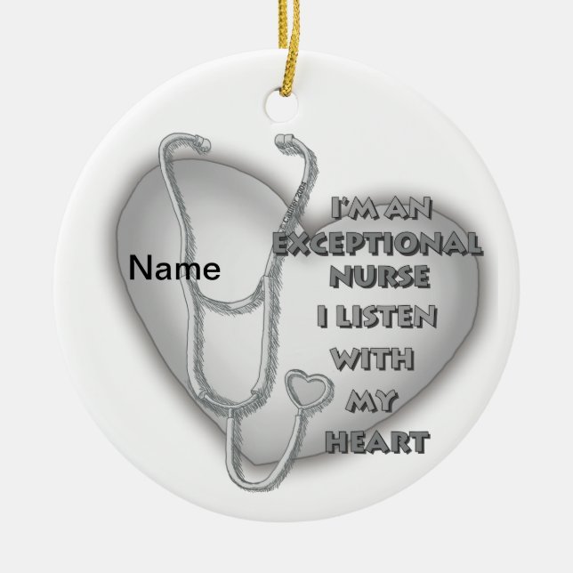Gray heart exceptional nurse  ceramic ornament (Front)