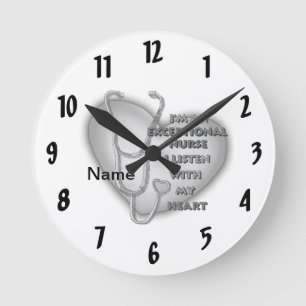 Gray heart exceptional nurse round clock