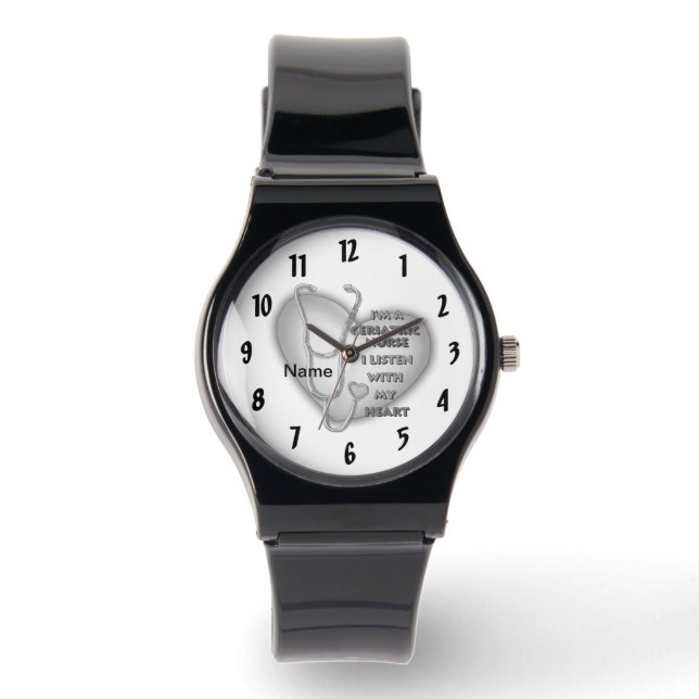 Gray heart Geriatric Nurse Watch (Front)