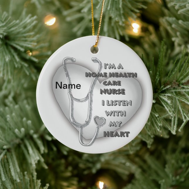Gray Heart Health Care Nurse Ceramic Ornament (Tree)