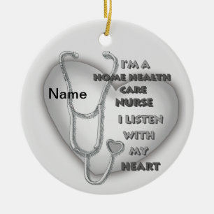 Gray Heart Health Care Nurse Ceramic Ornament
