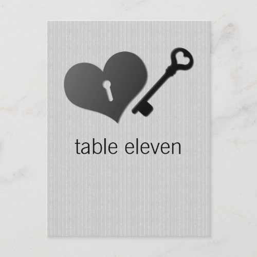 Gray Heart Lock and Key Table Postcard