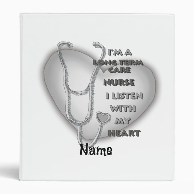Gray Heart Long Term Care Nurse 3 Ring Binder (Front)