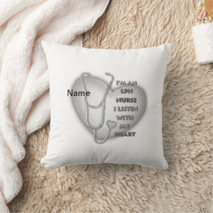 Gray Heart Long Term Care Nurse Throw Pillow