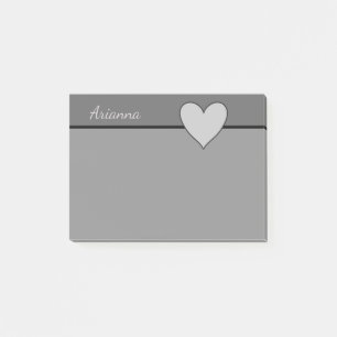 Gray Heart Love Personalized Name Slate Grey Post-it Notes