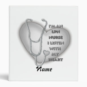 Gray Heart LPN Nurse 3 Ring Binder