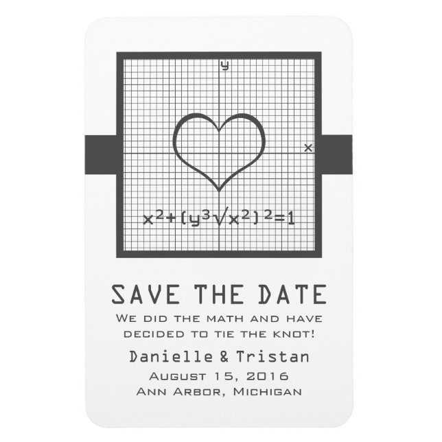 Gray Heart Math Graph Save the Date Magnet (Vertical)