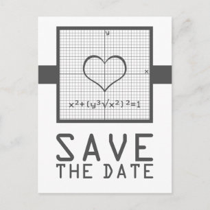 Gray Heart Math Graph Save the Date Postcard