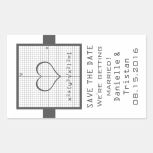 Gray Heart Math Graph Save the Date Stickers