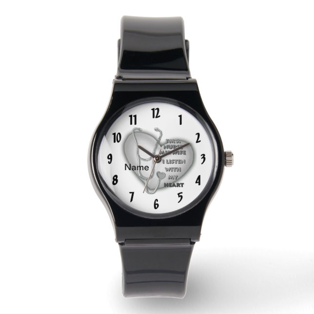 Gray Heart Midwife Nurse Watch (Front)