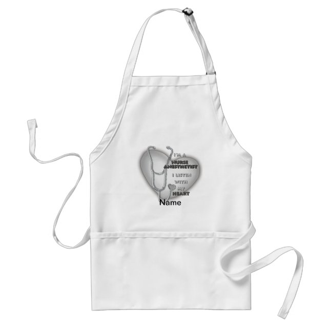 Gray Heart Nurse Anesthetist Adult Apron (Front)