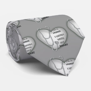 Gray Heart Nurse Tie