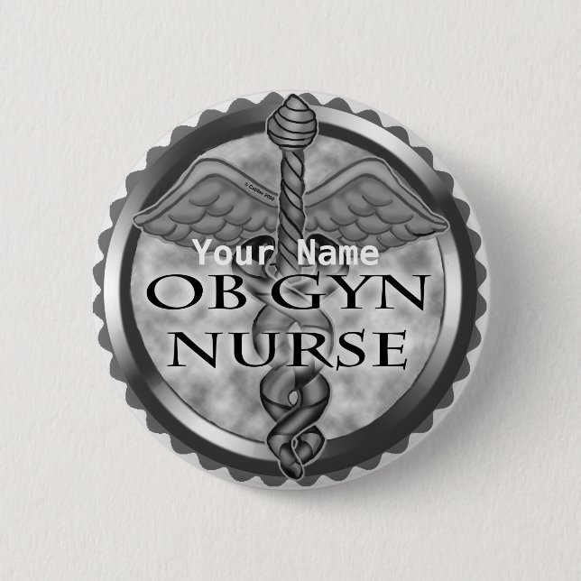 Gray heart ObGyn Nurse Button (Front)