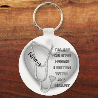 Gray Heart ObGyn Nurse Keychain
