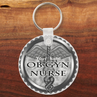 Gray heart ObGyn Nurse Keychain