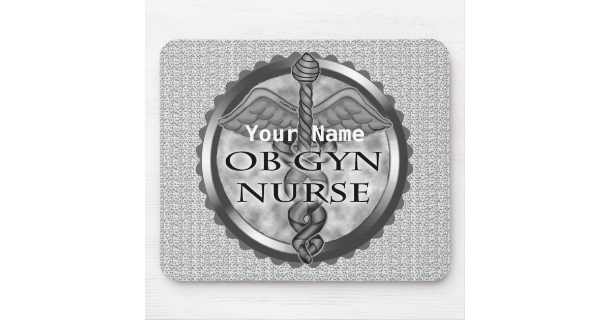 Gray heart ObGyn Nurse Mouse Pad | Zazzle