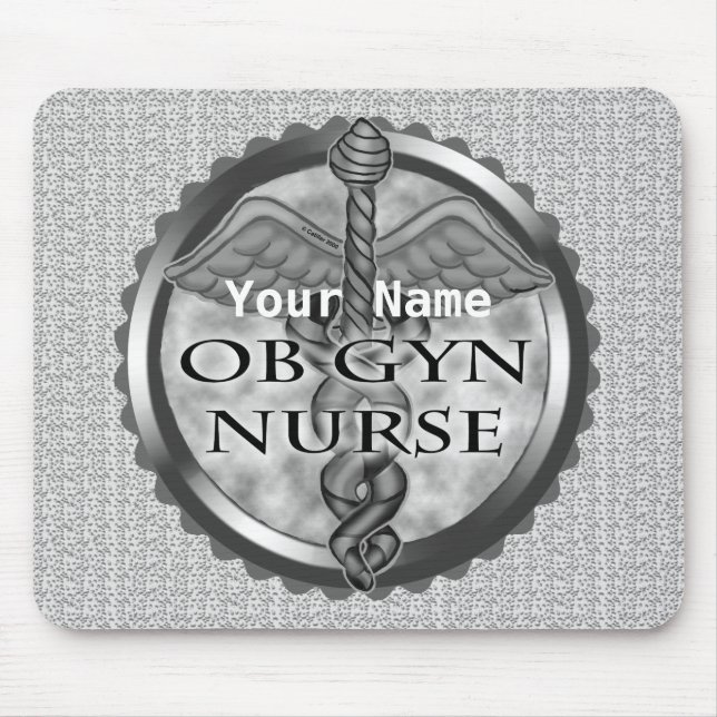Gray heart ObGyn Nurse Mouse Pad (Front)
