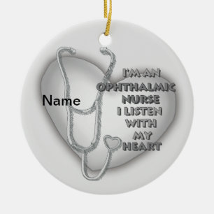 Gray Heart Ophthalmic Nurse Ceramic Ornament