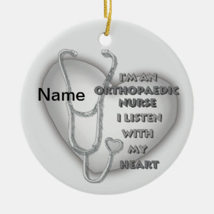 Gray Heart Orthopedic Nurse Ceramic Ornament