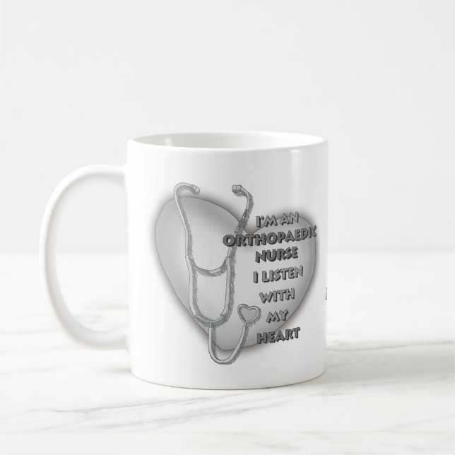 Gray Heart Orthopedic Nurse Coffee Mug (Left)
