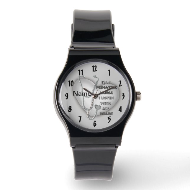 Gray Heart Pediatric Nurse Watch (Front)