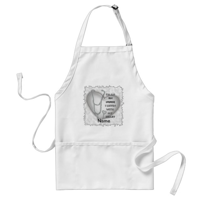 Gray Heart RN Registered Nurse Adult Apron (Front)