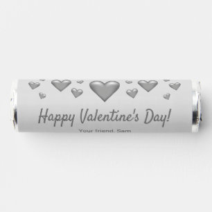 Gray Hearts Happy Valentine's Day & Custom Text Breath Savers® Mints