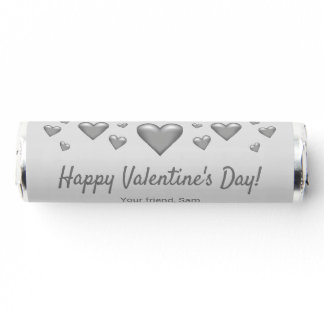 Gray Hearts Happy Valentine's Day &amp; Custom Text Breath Savers® Mints