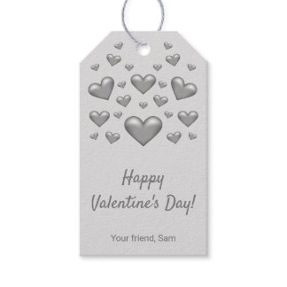 Gray Hearts Happy Valentine's Day &amp; Custom Text Gift Tags