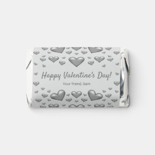 Gray Hearts Happy Valentine's Day & Custom Text Hershey's Miniatures