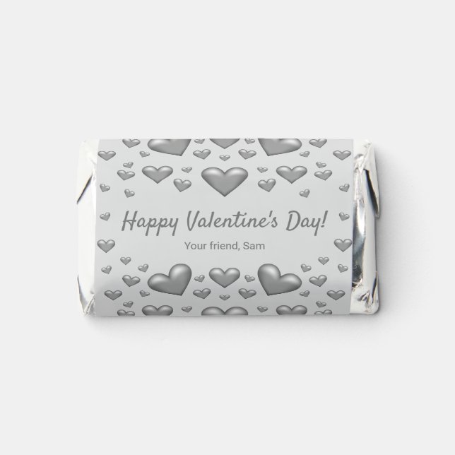 Gray Hearts Happy Valentine's Day & Custom Text Hershey's Miniatures (Front)