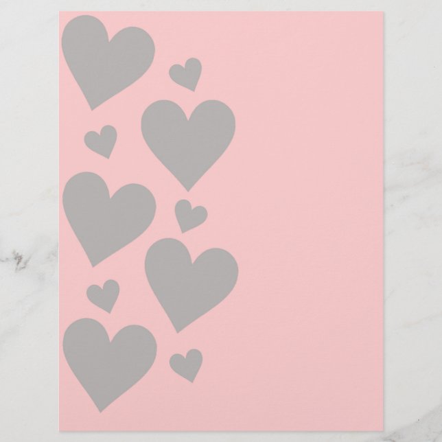 Gray hearts on a pink background (Front)