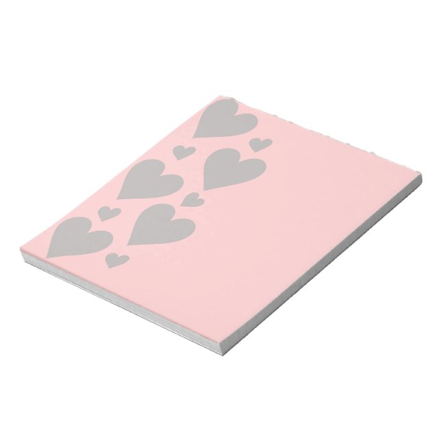 Gray hearts on a pink background notepad (Rotated)