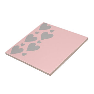 Gray hearts on a pink background tile