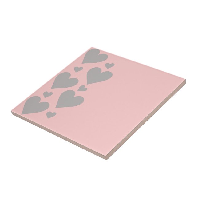 Gray hearts on a pink background tile (Side)