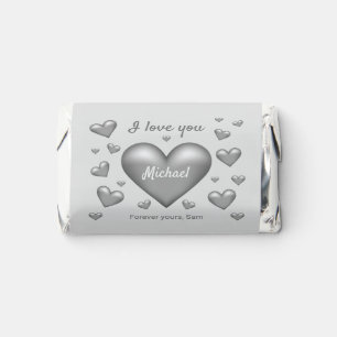 Gray Hearts Valentine's Day & Personalized Text Hershey's Miniatures