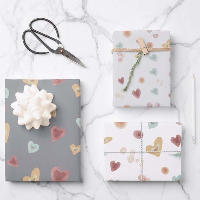 Gray Hearts | Watercolor Wrapping Paper (Creator Uploaded)