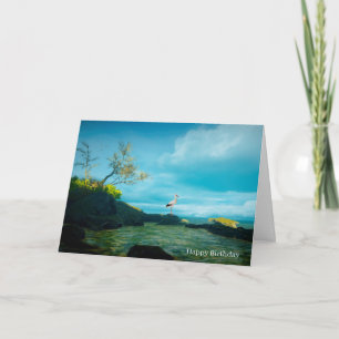 Gray Heron image for Birthday Greeting card