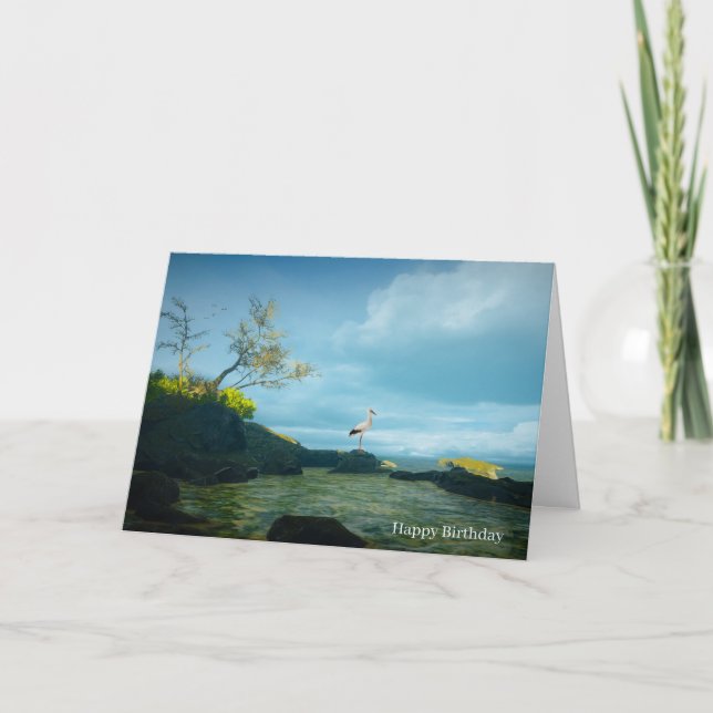 Gray Heron image for Birthday Greeting card (Front)