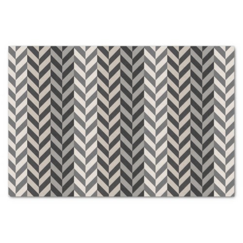 Gray Herringbone Alternating Stripes Pattern Tissue Paper