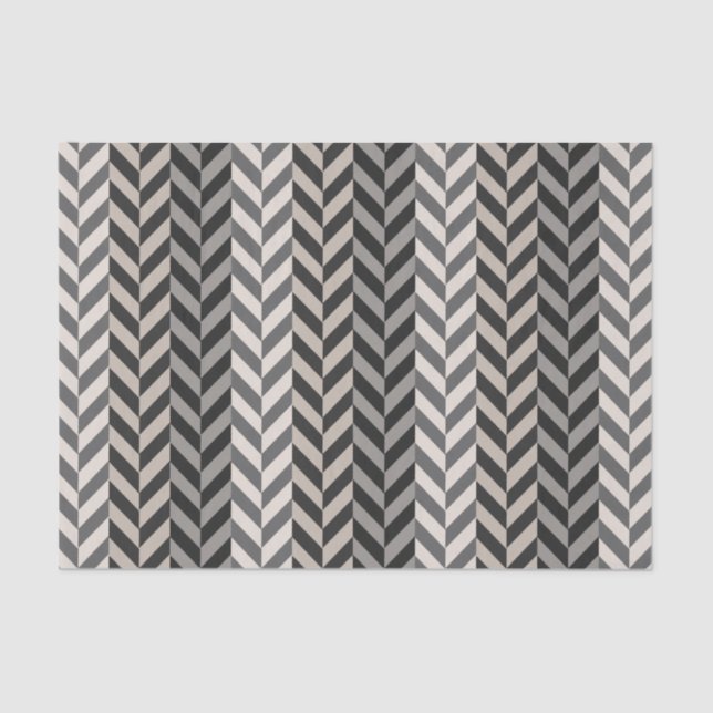 Gray Herringbone Alternating Stripes Pattern Tissue Paper (Front)