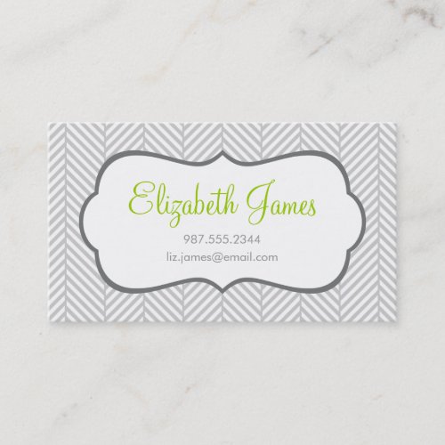 Gray Herringbone Business Cards