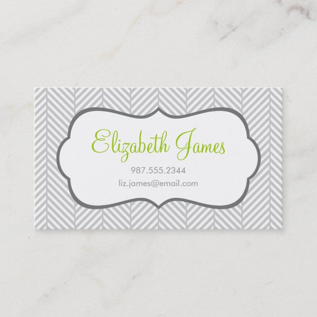 Gray Herringbone Business Card (Front)
