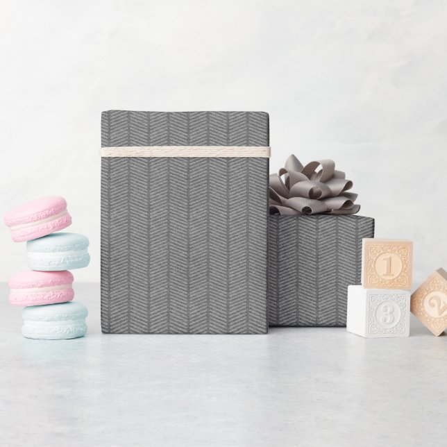 Gray Herringbone Pattern Wrapping Paper Roll (Baby Shower)
