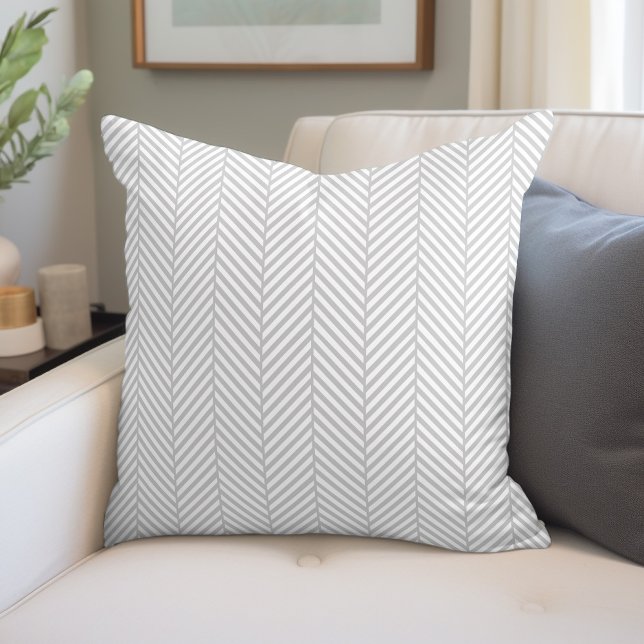 Gray Herringbone Throw Pillow (Creator Uploaded)