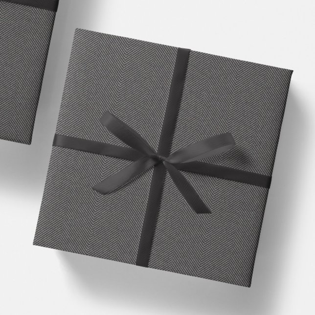 Gray herringbone tweed classic simple wrapping paper (Creator Uploaded)