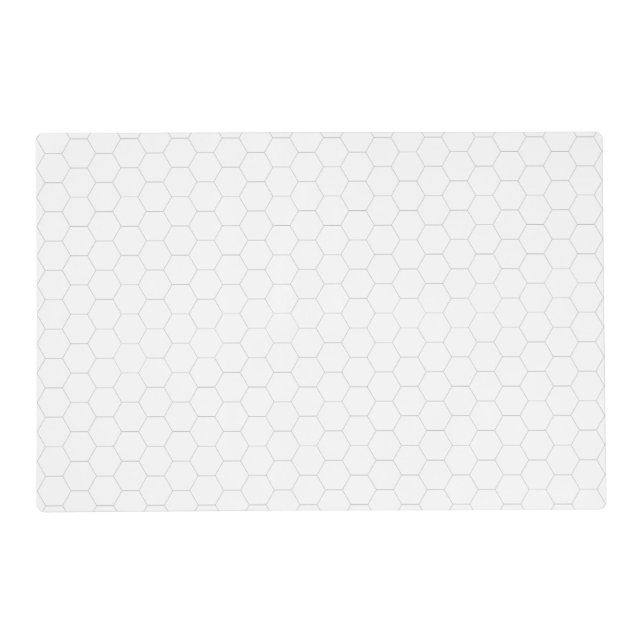 Gray Hexagon Hex Grid Double Sided Laminated Placemat (Front)