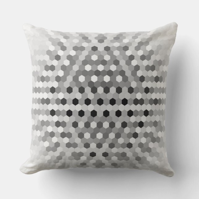 Gray Hexagons Pattern Throw Pillow (Front)