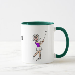 Gray Hiair Female Golfer Mug